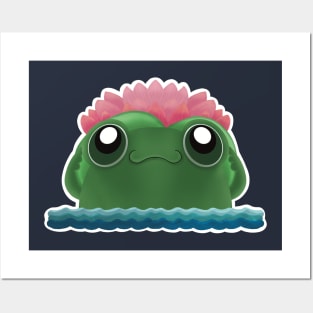 Cute Frog With Lily Pad Hat Posters and Art
